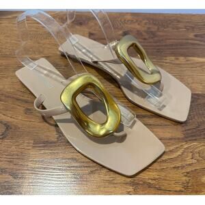 Jeffrey Campbell Linques Jelly Sandals Beige Gold Women’s Size 10 Viral Trend